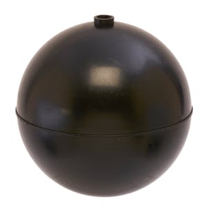 5" Diameter Bob® Black Polypropylene Round Float with 1/4"-20 SAE