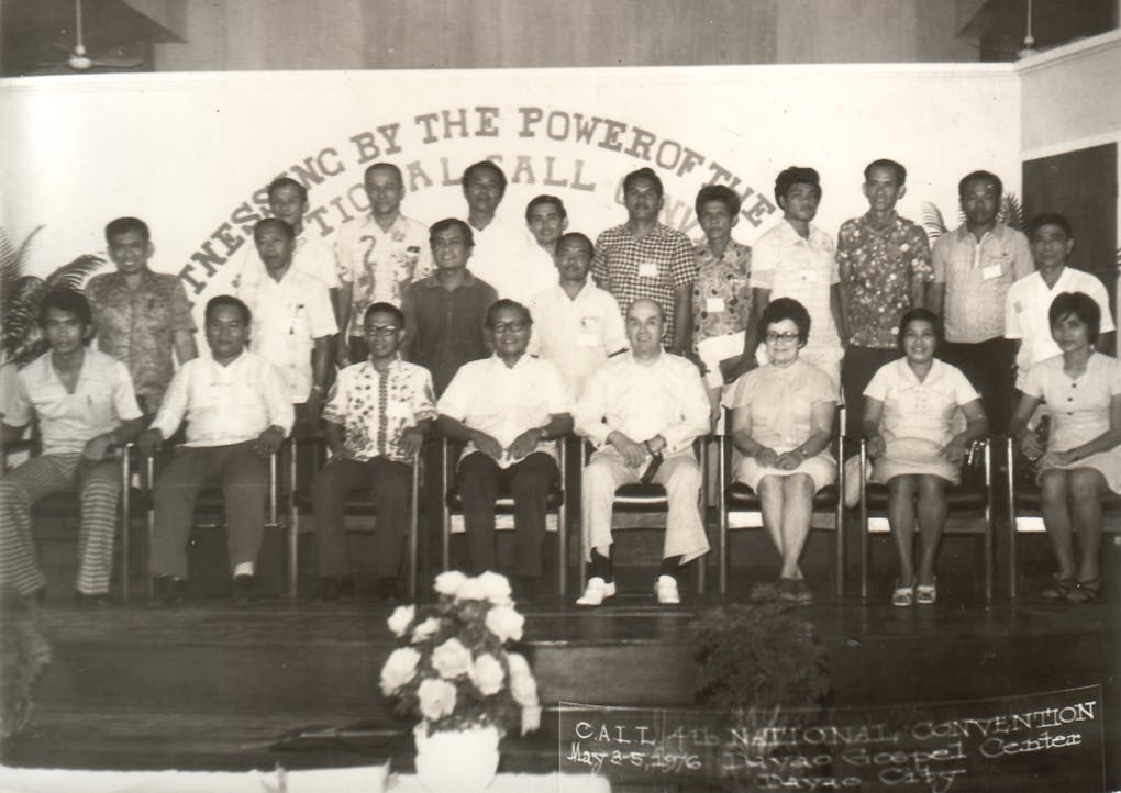 Stanley and a large group at a convention at the Davao Gospel Center. May 3-5, 1976.