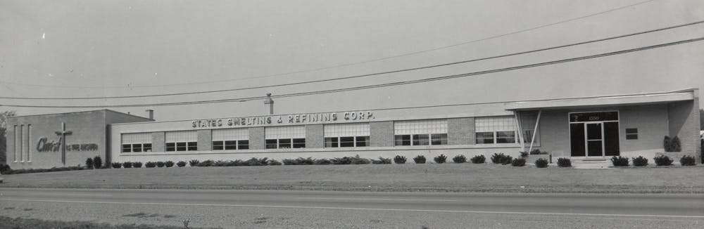 Wide shot of the States Smelting & Refining Corp. building