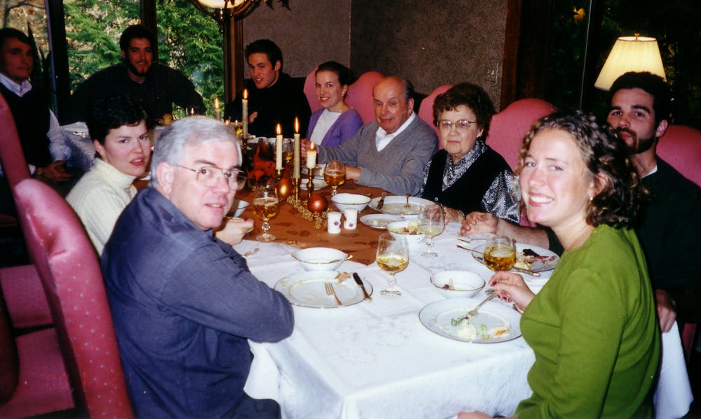 Stanley's extended family having Thanksgiving dinner